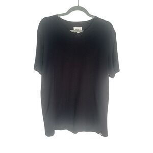 Pact Mens V-Neck T-Shirt Black Organic‎ Cotton Casual Everyday Basic Tee Large